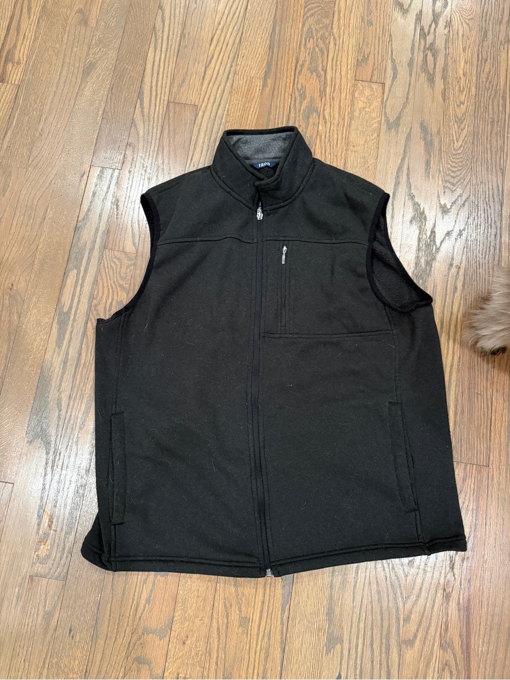 Izod Black Fleece Vest with Zip Pockets